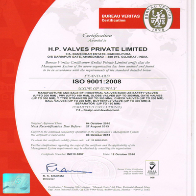 HP Valve Iso Certified Company